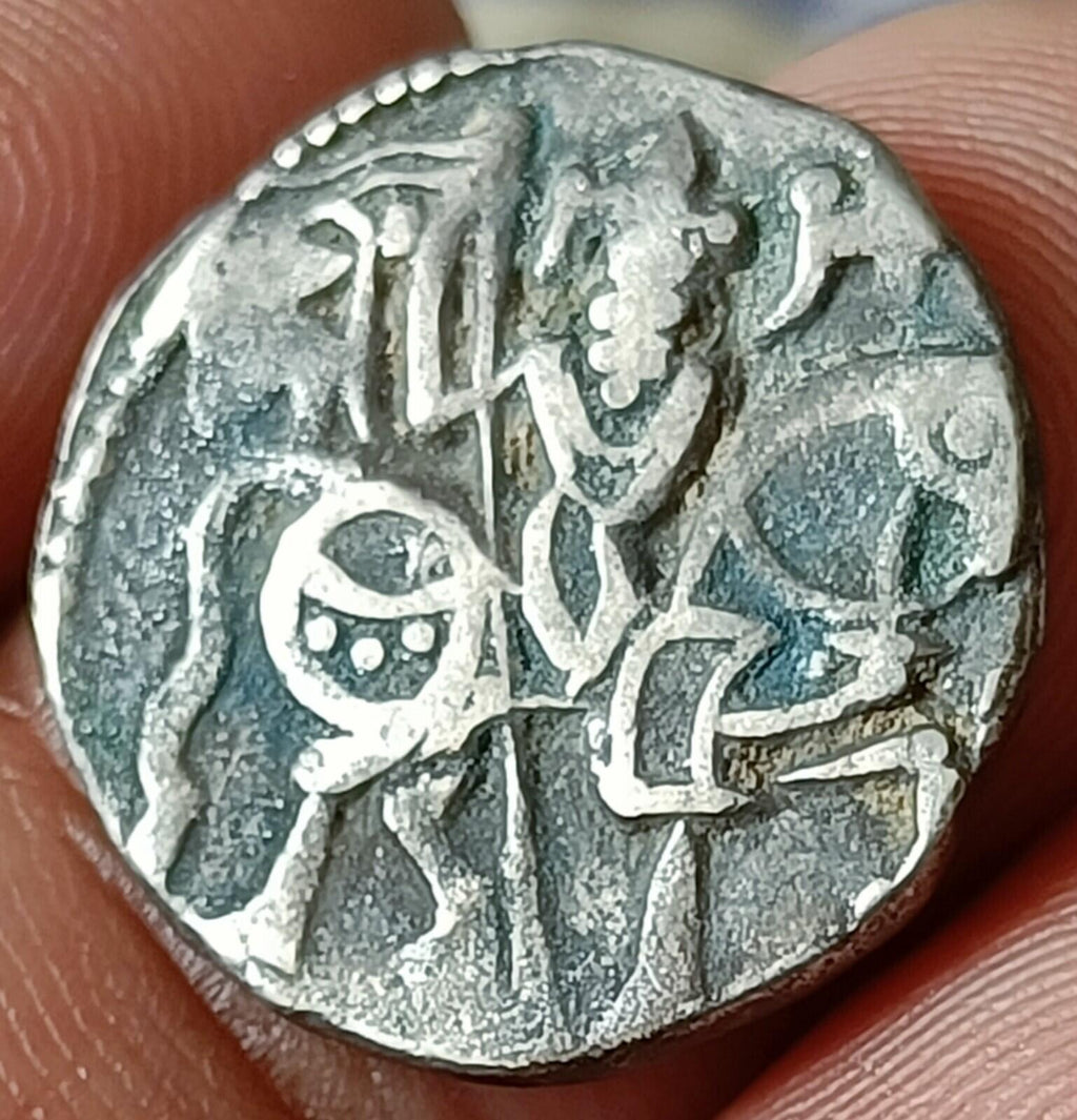 #Z86#Indian OHINDA DYNASTY Samanta Deva HORSE & BULL SILVER coin BEAUTIFUL GRADE