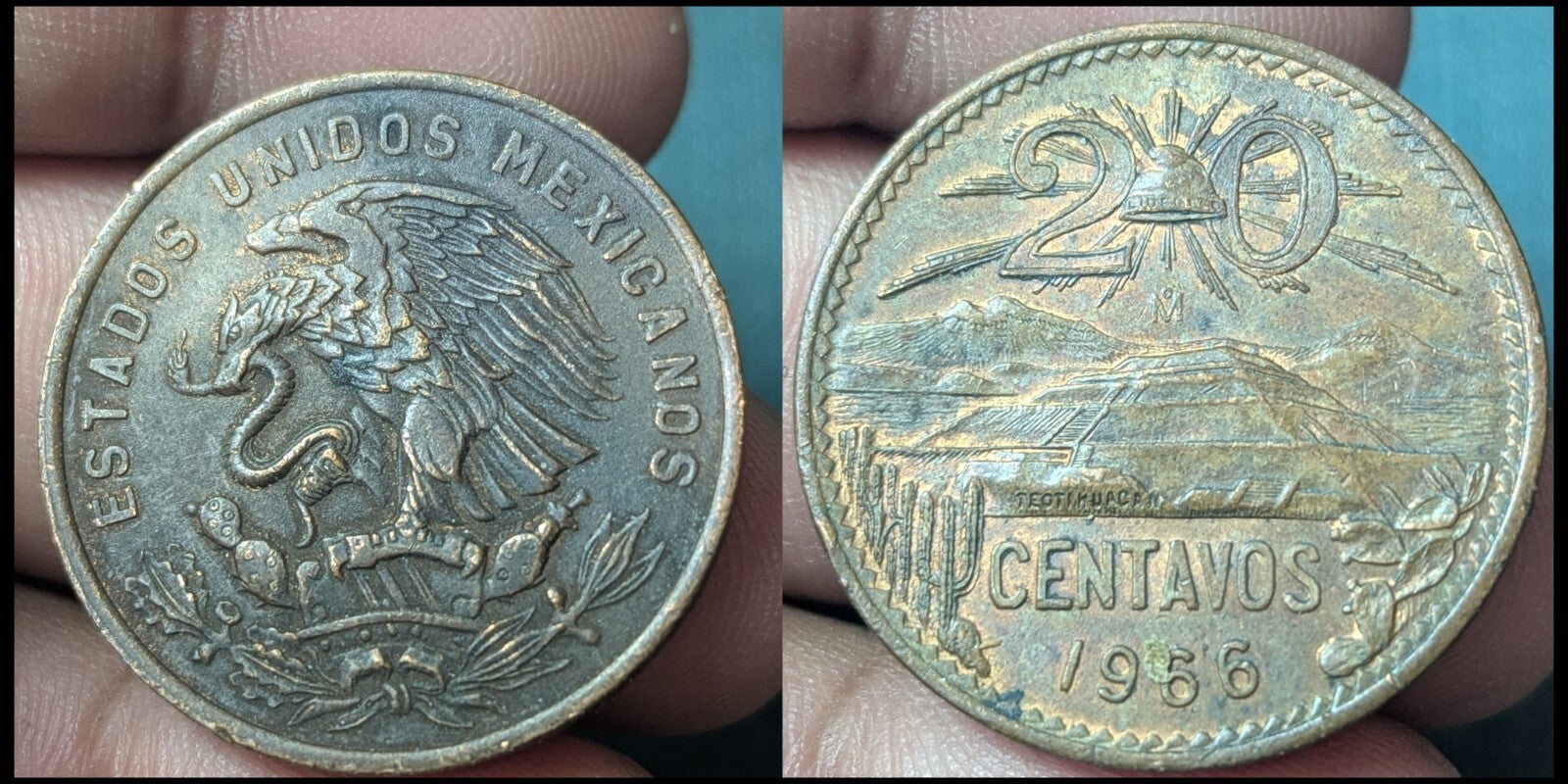 1966 ~ MEXICAN 20 CENTAVOS