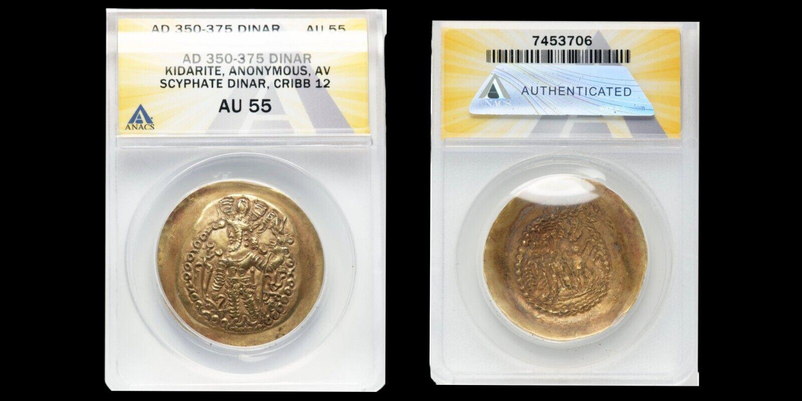 Kushan-Sasanian Kidarite Gold Dinar ANACS AU55 CRIBB 12