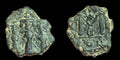 Islamic Byzantine Period UMAYYAD Æ Fals,  Three Standing Caliphate circa 685-690