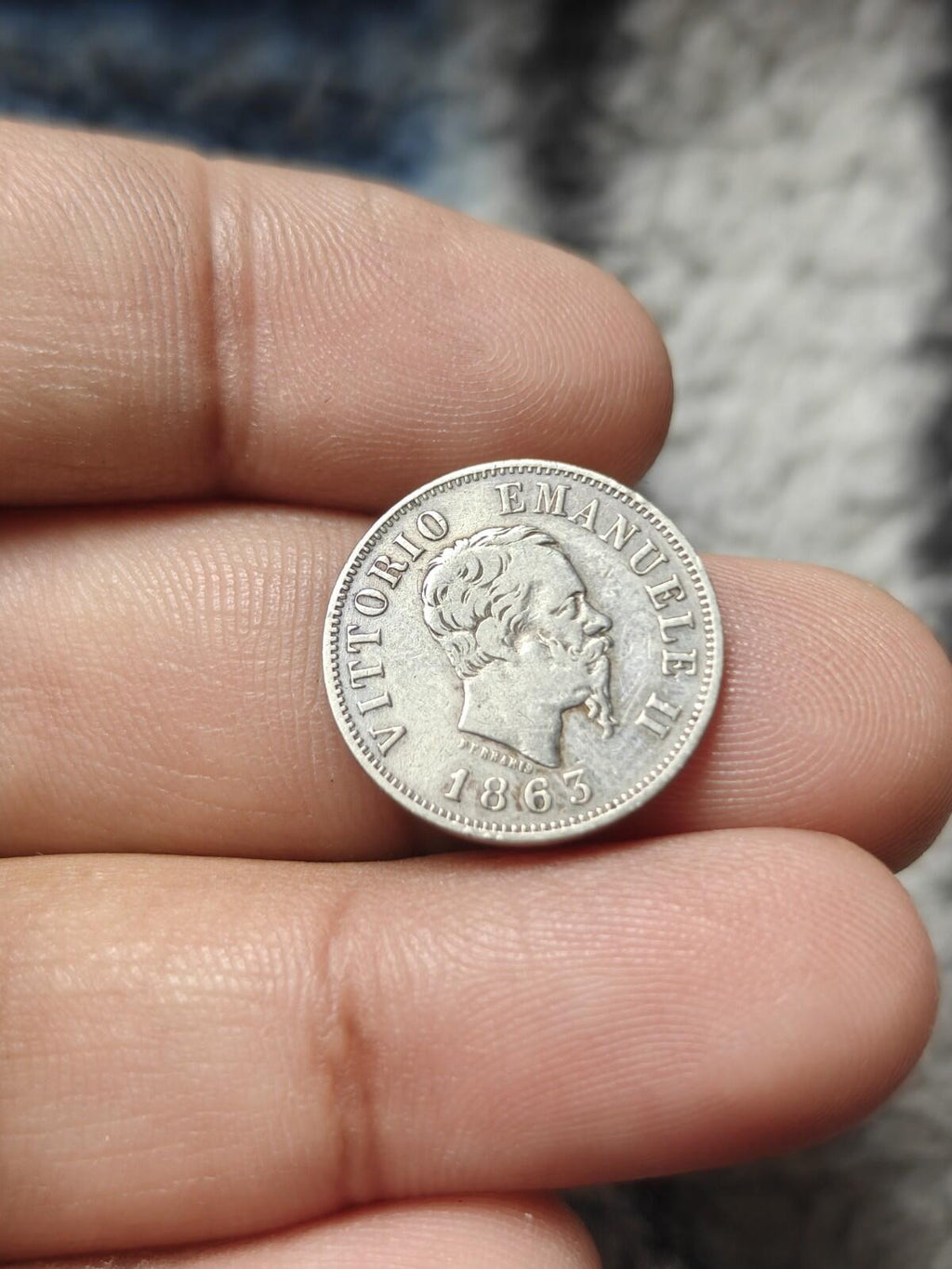 ITALIE VITTORIO EMANUELE II 1863 M BN 50 Centimes ARGENT 0.835