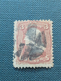 USA 1867 Washington 3¢ Rose "E" Grill Scott #88 VFU