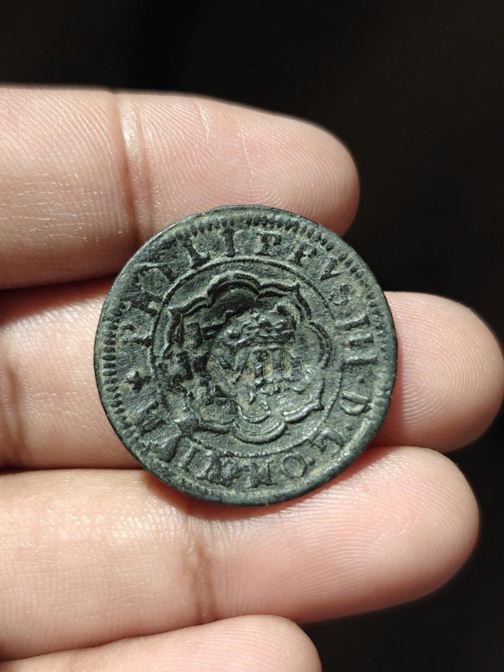 1602 Coin King Philip III Spanish Pirate Era 4 Maravedis Counterstamp Castle