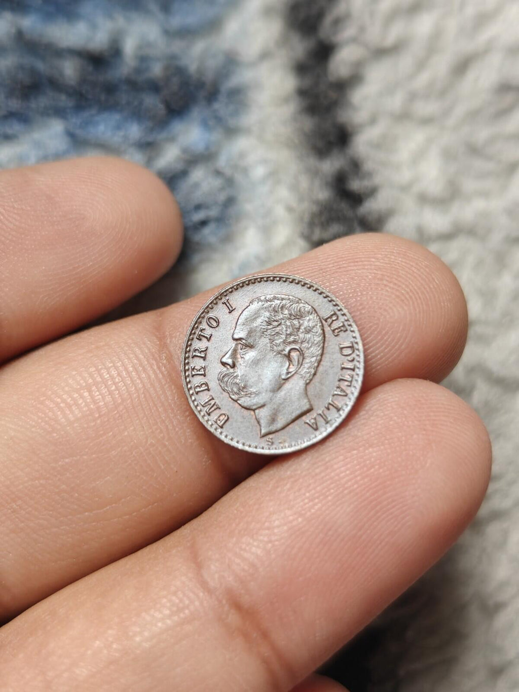 1895年1分意大利古董铜币 意大利翁贝托一世 未流通品