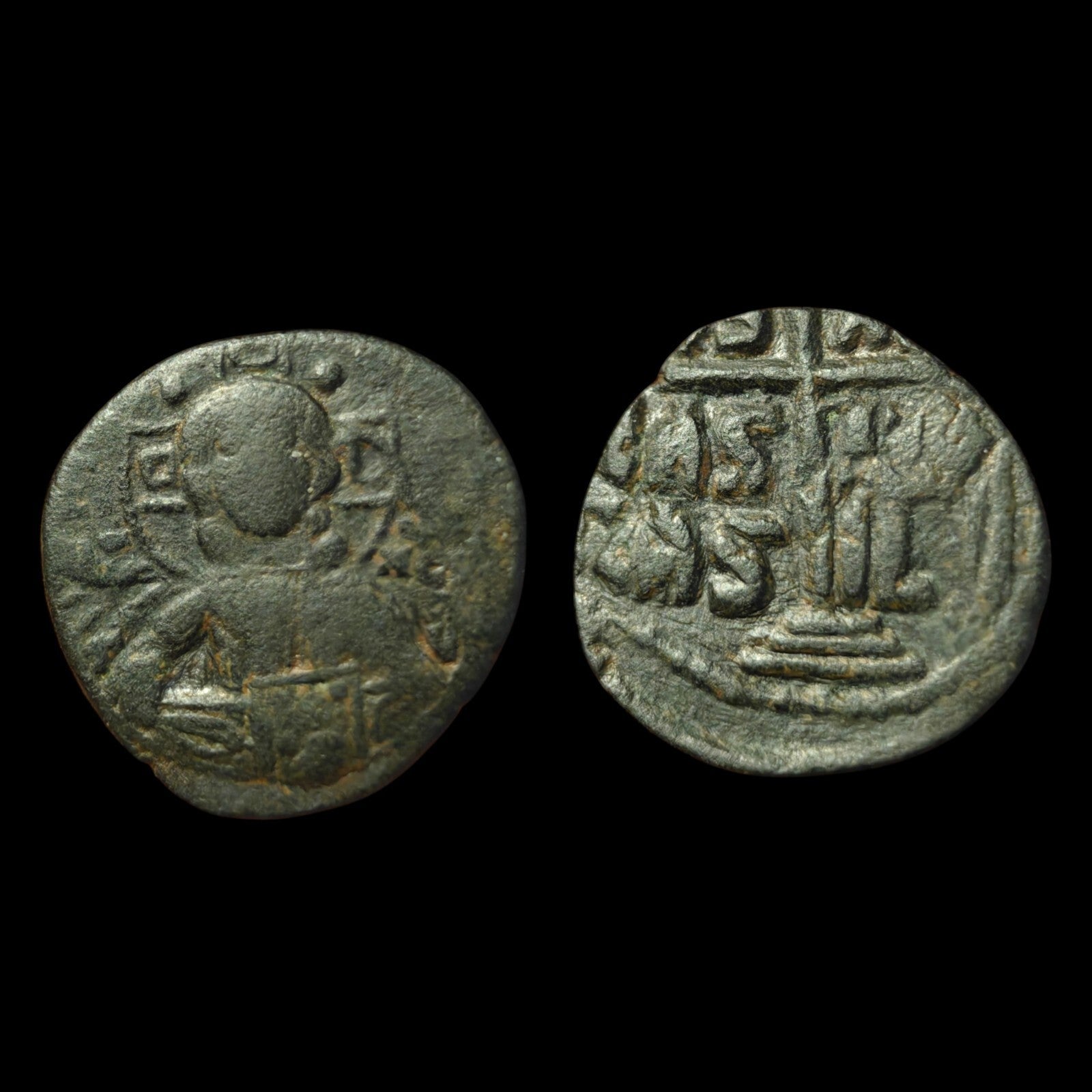 Coin of the Holy Land  Byzantine Romanus III Image of Christ Follis, ca 1028 AD&