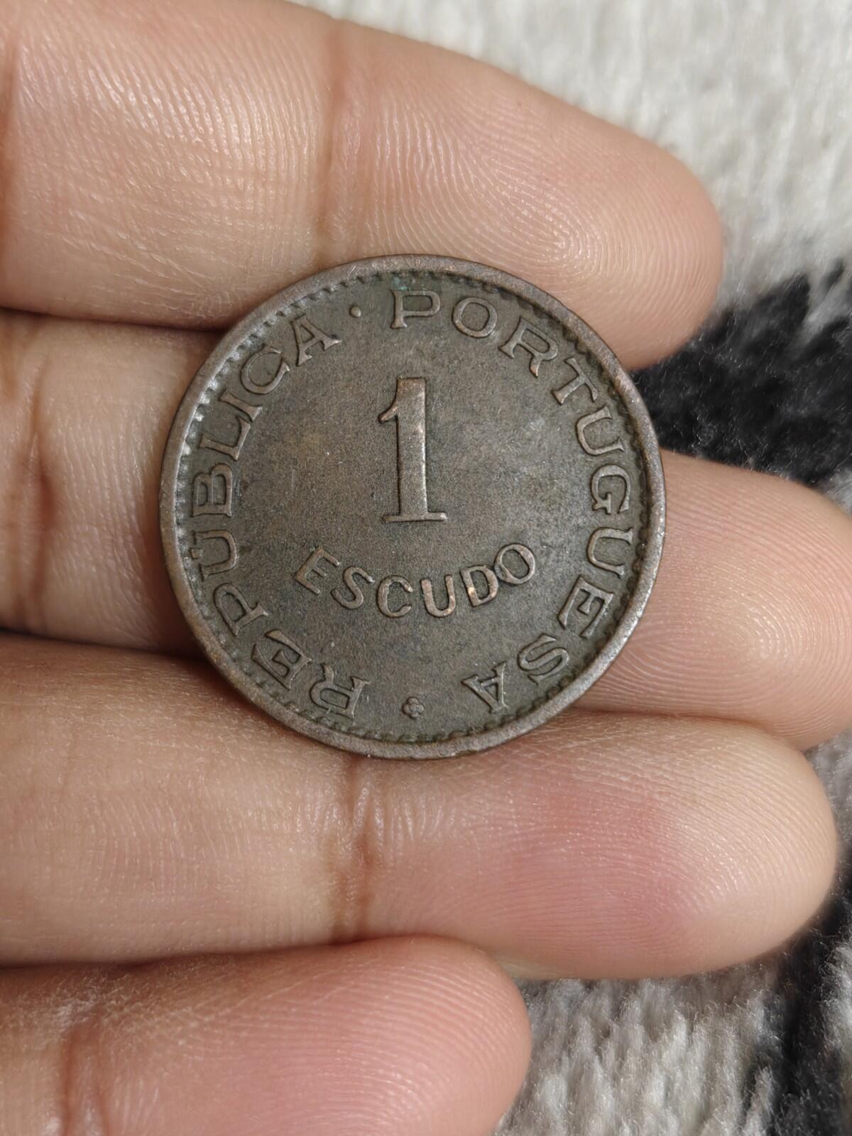 1957 Mozambique Portugais 1 Escudo Pièce en bronze -26MM-KM#82
