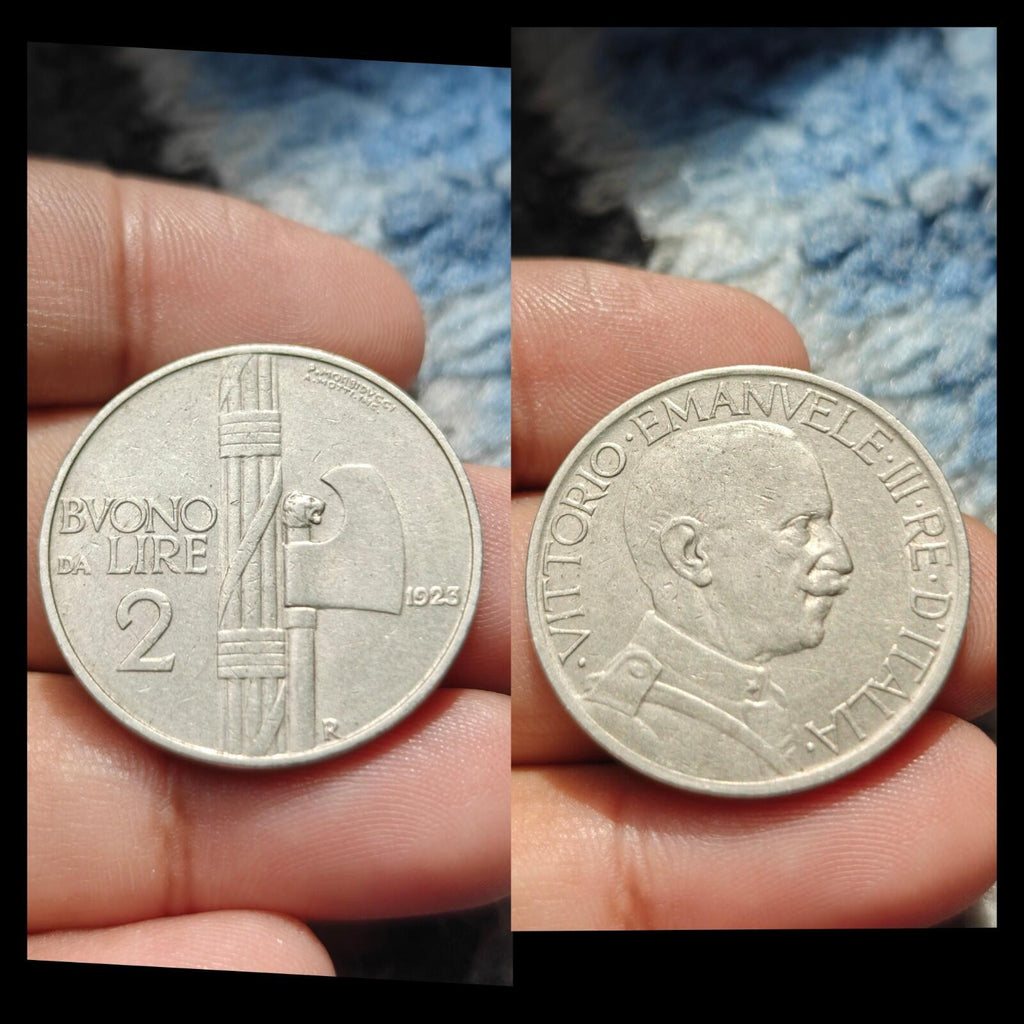 1923 Italy One 1 Lira Seated Female Left Nickel World Coin Scarce Coin