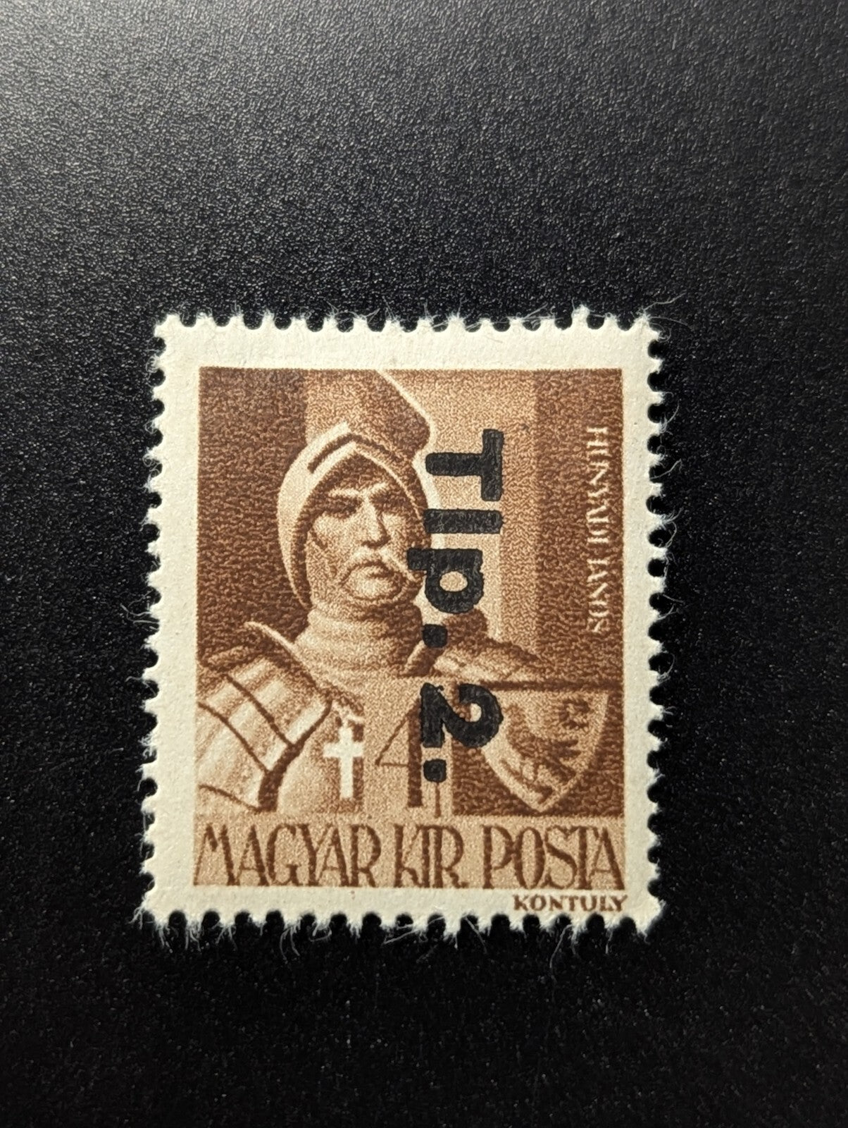 1945 HUNGARY MAGYAR Janos Hunyadi STAMP WW2 TI. 2 OVERPRINT  MNH OG