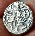 #Z70#Indian OHINDA DYNASTY Samanta Deva HORSE & BULL SILVER coin BEAUTIFUL GRADE