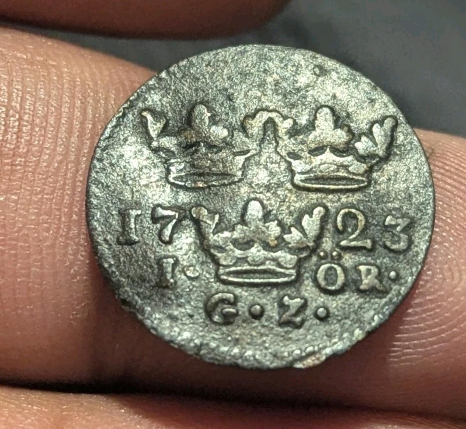 Sweden 1 Ore 1723 GZ Frederick I Silver Coin