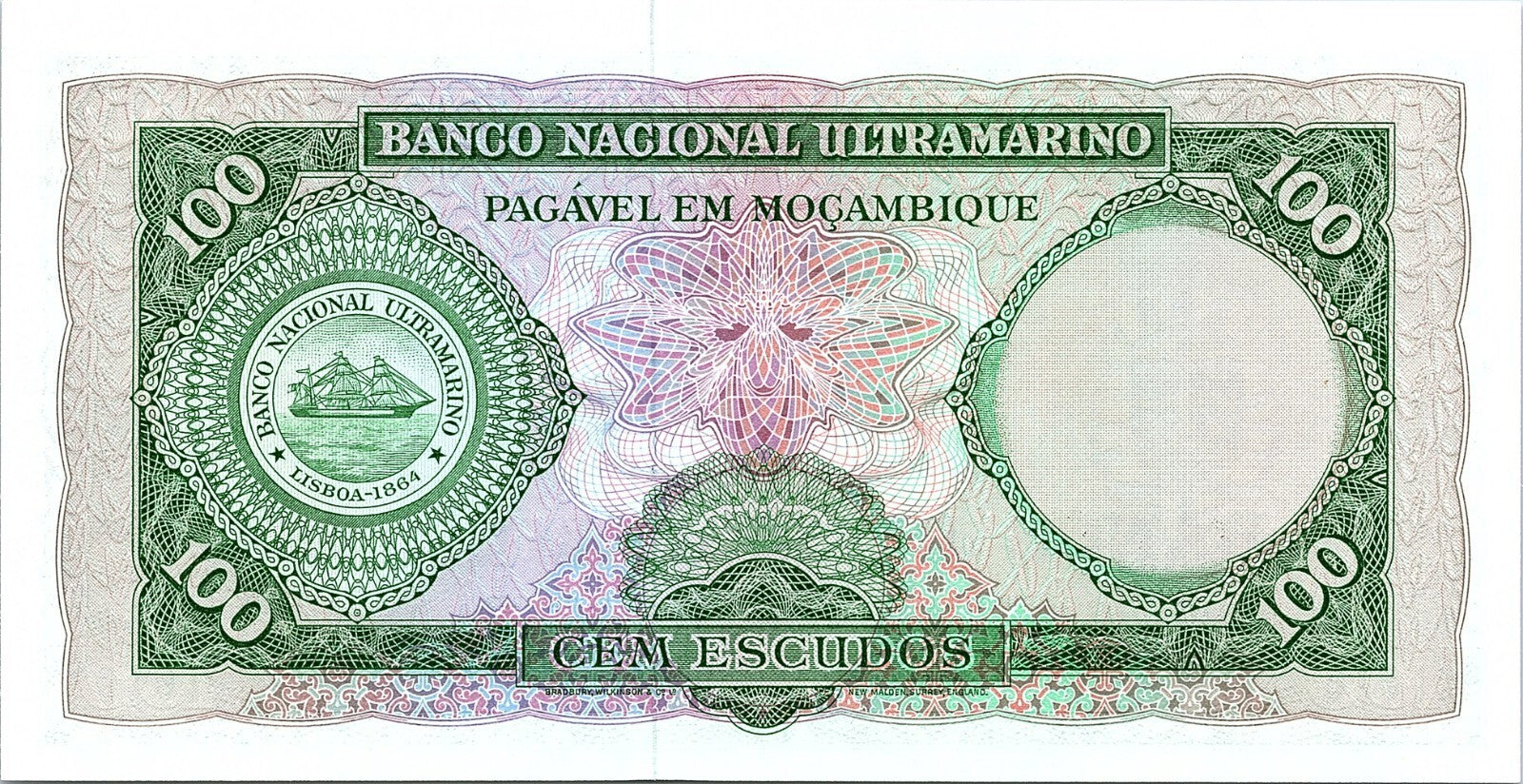 Mozambique 100  Escudos 27.3.1961 / 1976 circulated Banknote