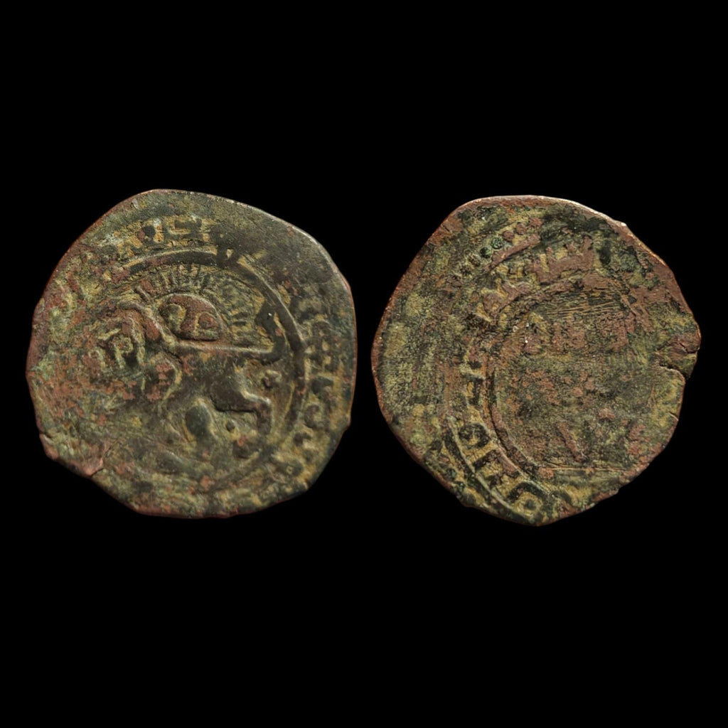 Artuqid AE fals, al-Salih Salih, lion left under sun Rare