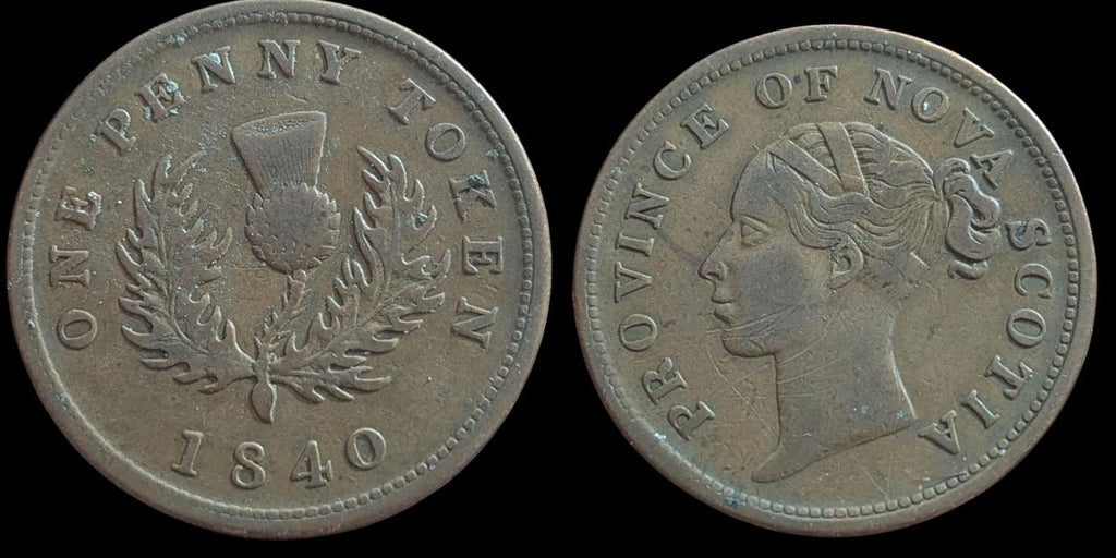 Canada- Nova Scotia 1840 1 penny token KM# 4  Wow Details
