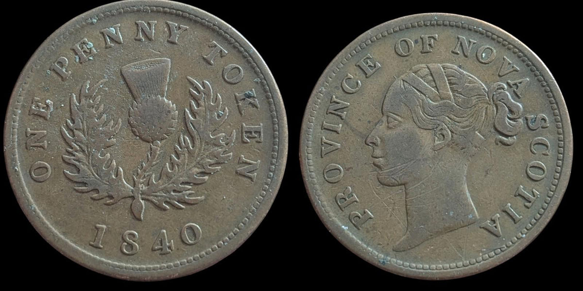 Canada- Nova Scotia 1840 1 penny token KM# 4  Wow Details