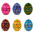 Set of 6 Miniature Ukrainian Wooden Easter Eggs Pysanky 1.5 Inches