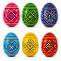 Set of 6 Ukrainian Geometric Wooden Easter Eggs 2.5 Inches